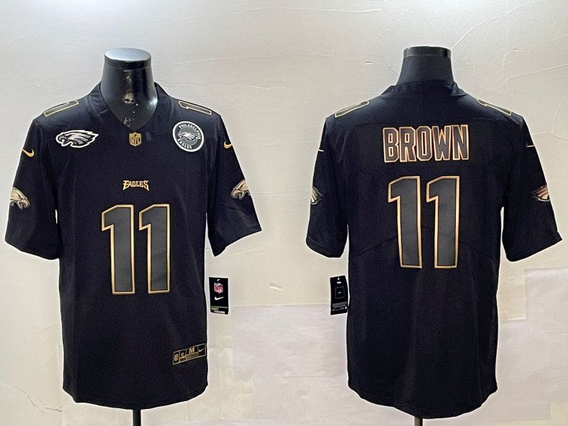 Men Philadelphia Eagles 11 Brown black 2025 Nike NFL jersey style 003